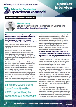 Advancing Construction Operational Excellence 2021 Steven Levy Speaker Interview